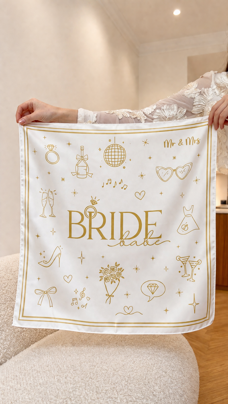 BRIDE - hvit/gull sjal