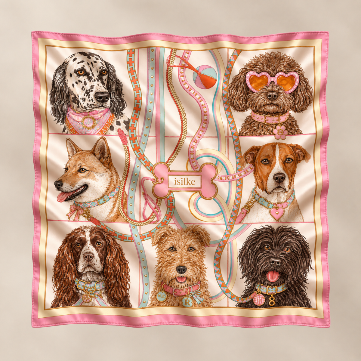 Silkeskjerf Pink Dogs