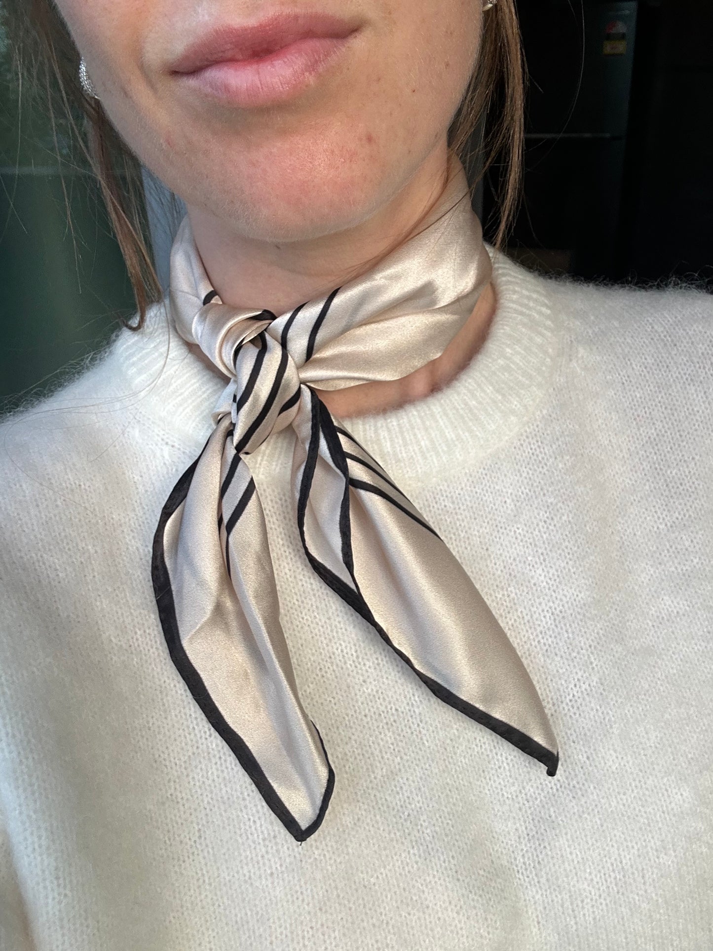 Silkeskjerf Beige Stripet
