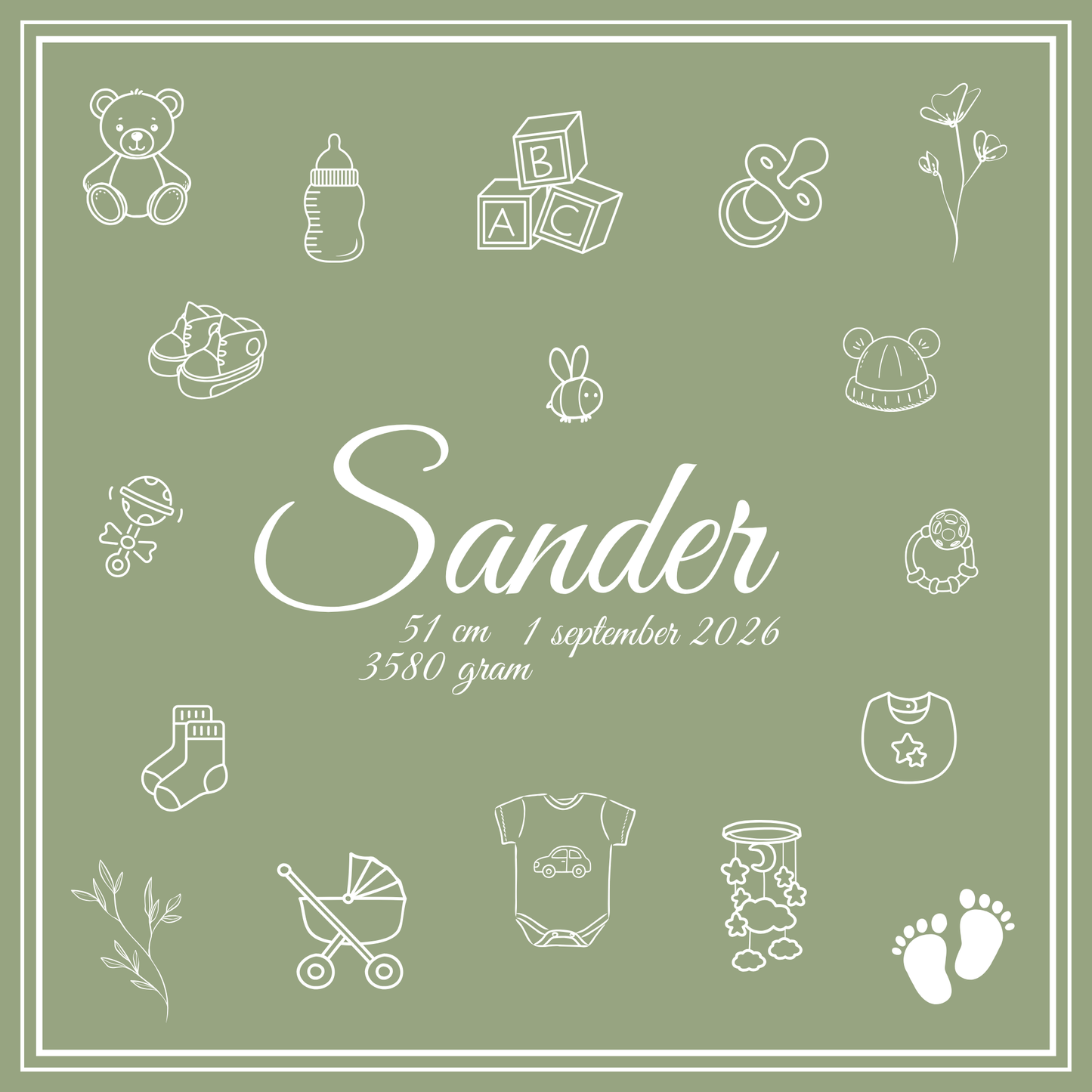 50stk - Satengsjal baby grønn