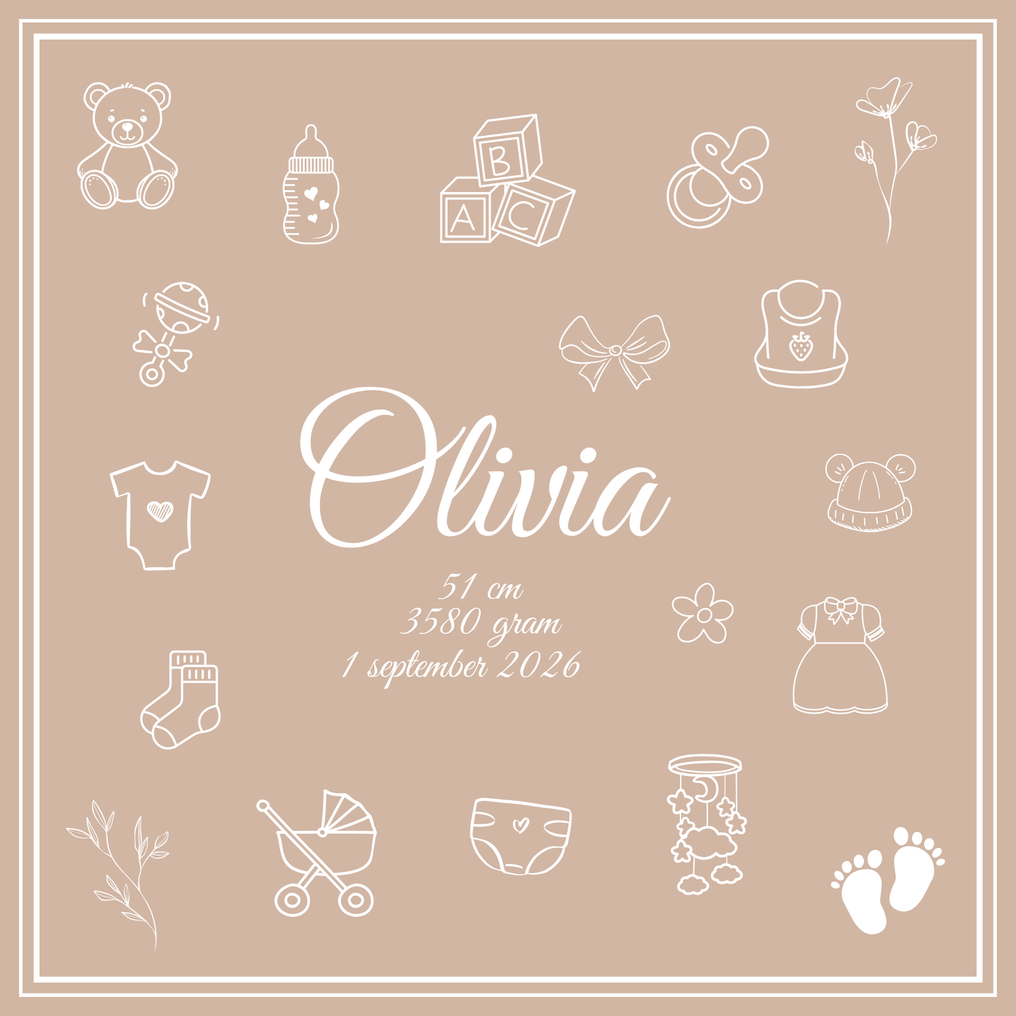 50stk - Satengsjal baby beige